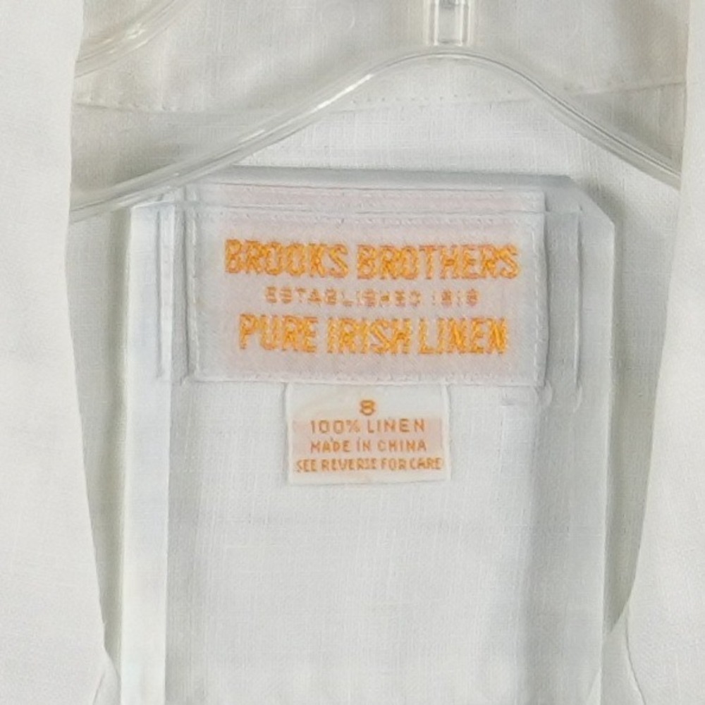 Brooks Brothers Top Blouse Women's Size 8 White 100% Irish Linen Camp Collar - Picture 4 of 7